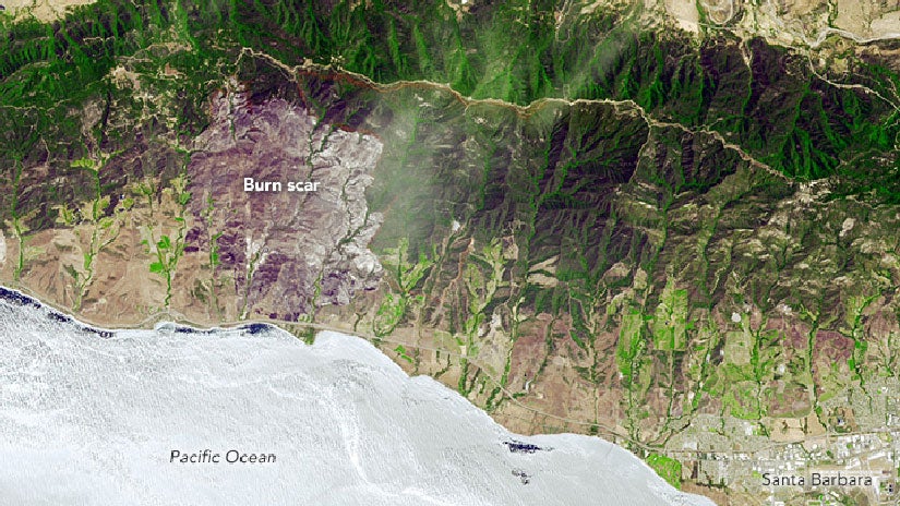 Burn Scar From California's Sherpa Fire Seen From Space
