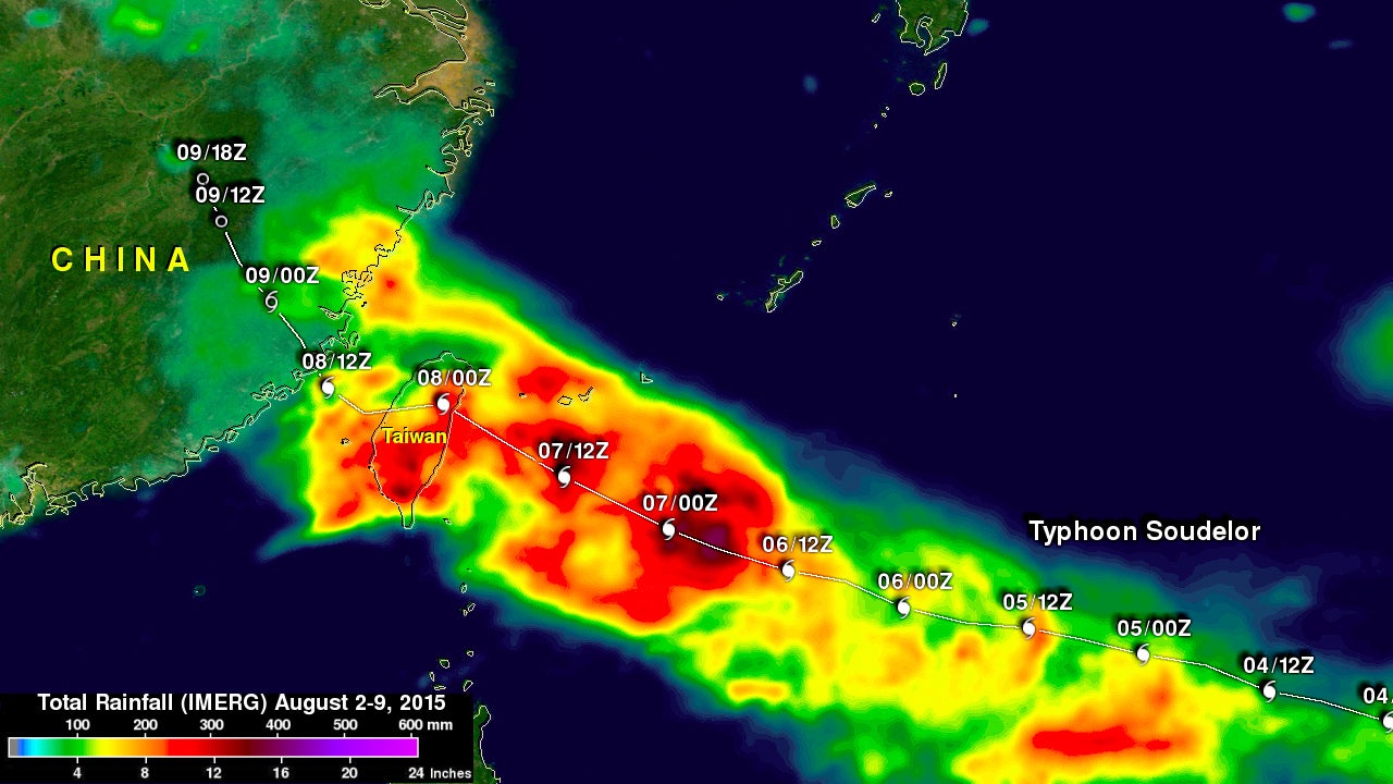 Typhoon Soudelor's Rainfall Footprint Visualized