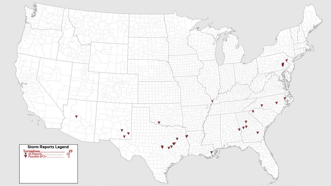 May Torando reports through May 9, 2025