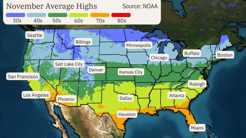 November Temperature Outlook: Cool in the Southeast, Warm in the ...