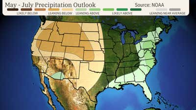 Expected rainfall and precipitation over 90 days.