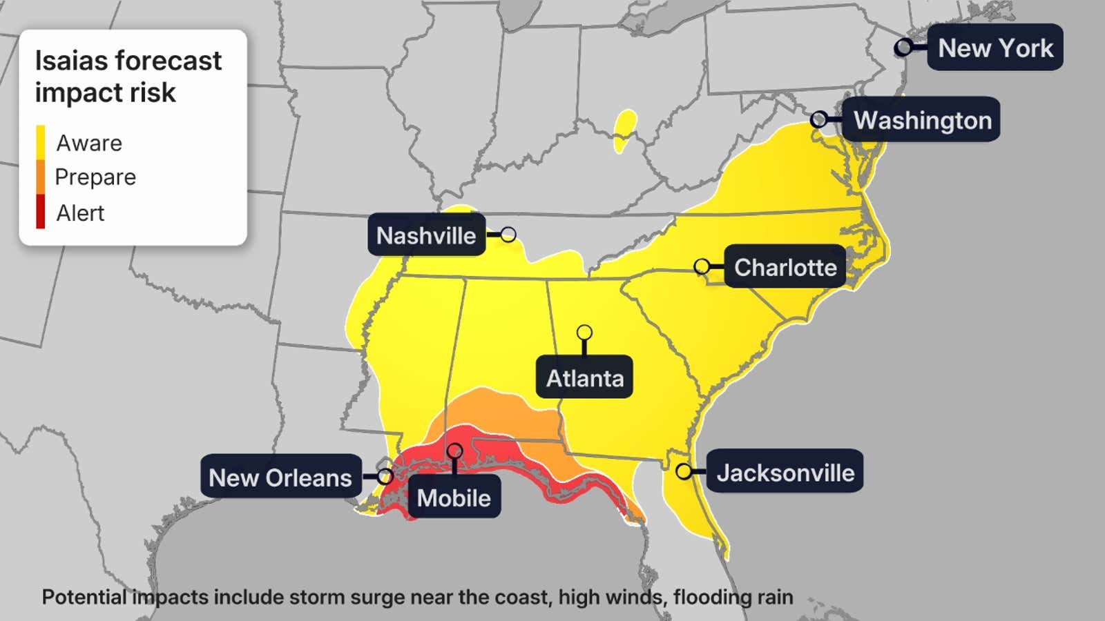 Hurricane watches in effect along the Gulf Coast for Isaias 9 DCT12