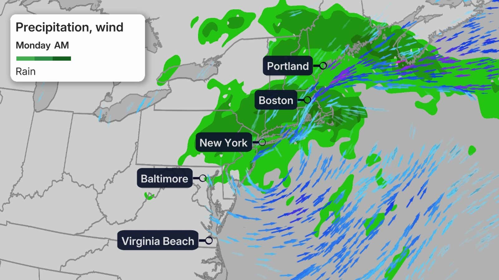 Nor'easter will release its grip on the Northeast to start the week 4 DCT28
