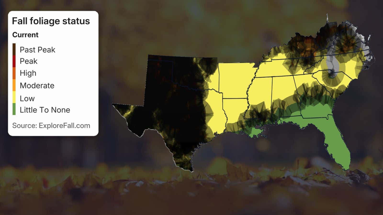 Country Map Color Fall foliage maps tracker: current status in your region