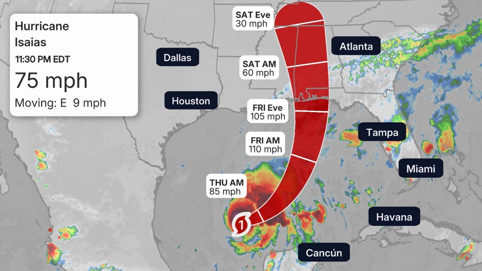 Hurricane watches in effect along the Gulf Coast for Isaias 2 Atlantic Storm Information 1