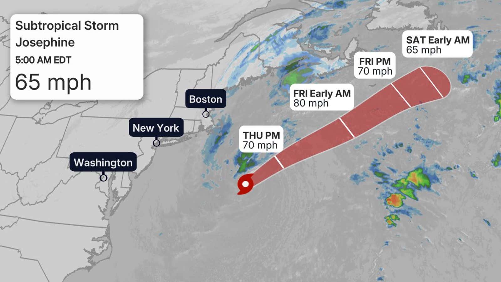 Subtropical Storm Josephine brings high waves and winds 2 Atlantic Storm Information 2