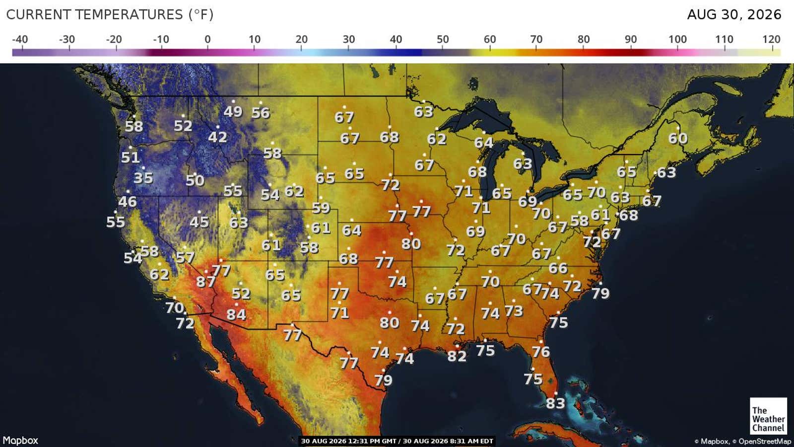US: Current Temperatures