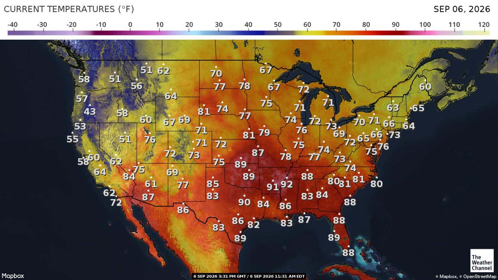 US: Current Temperatures