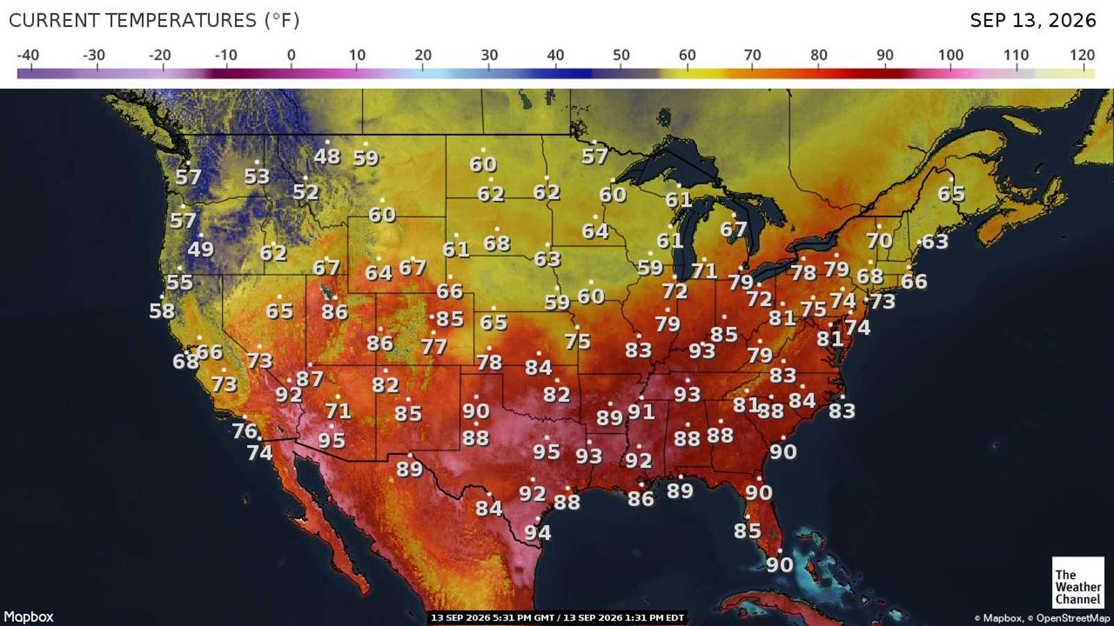 United States: Current temperature