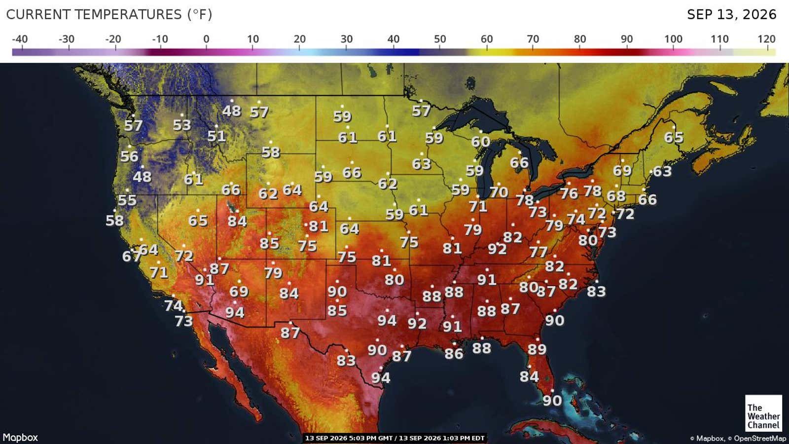 US: Current Temperatures