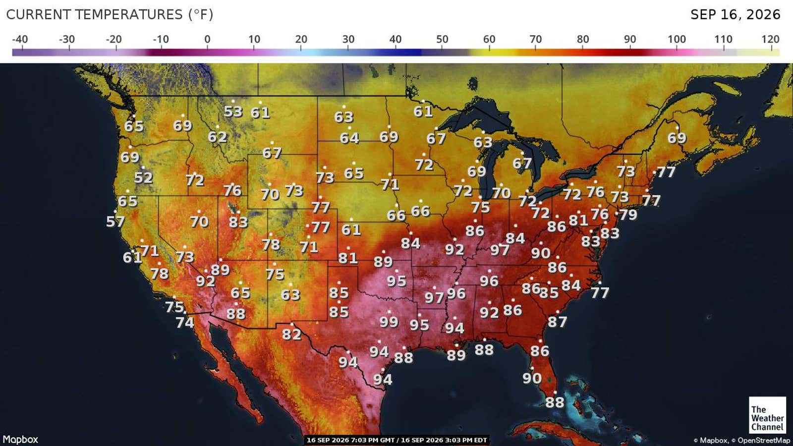 US: Current Temperatures
