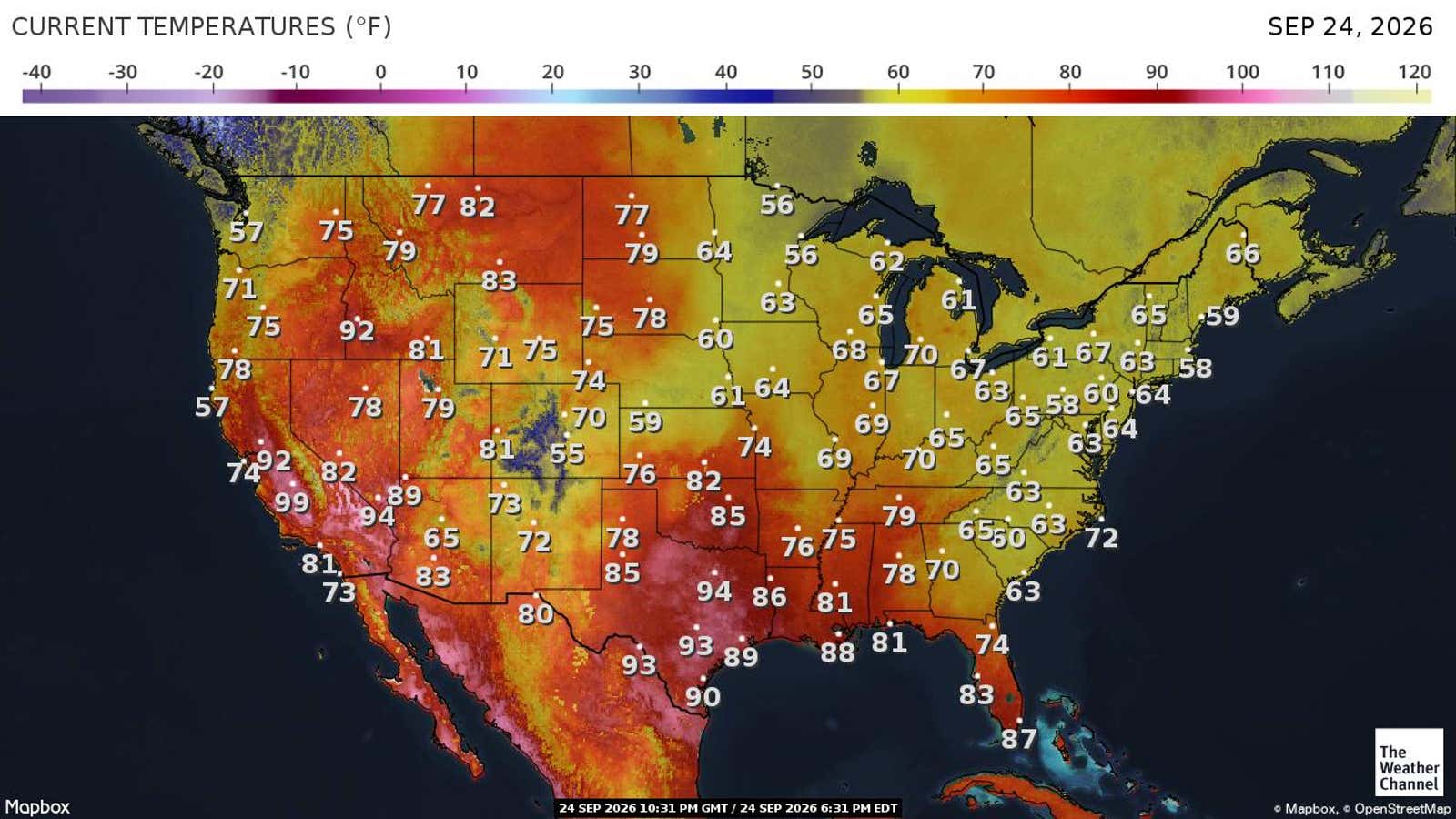 US: Current Temperatures