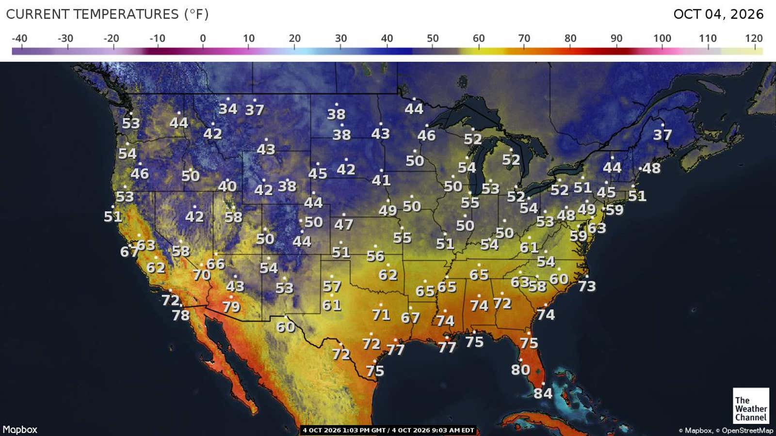 US: Current Temperatures