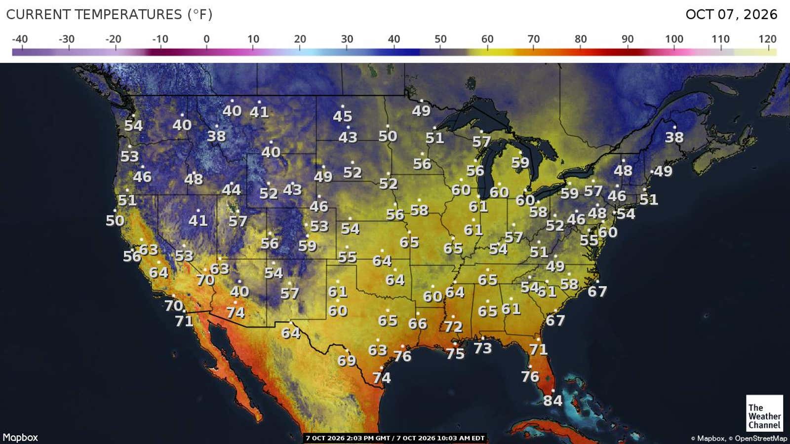 US: Current Temperatures