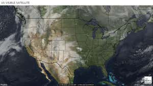Shows current cloud cover with the white and grey areas representing cloud cover.