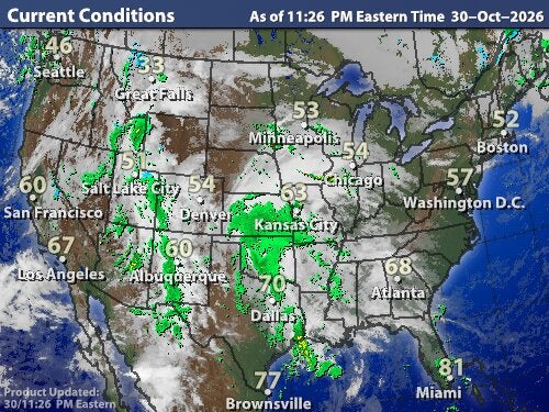 Current Weather map for United States