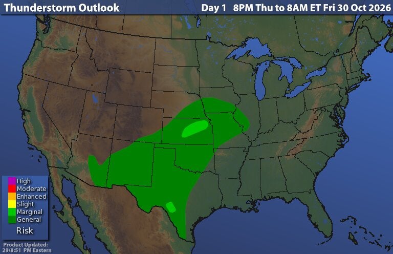 Today map for United States