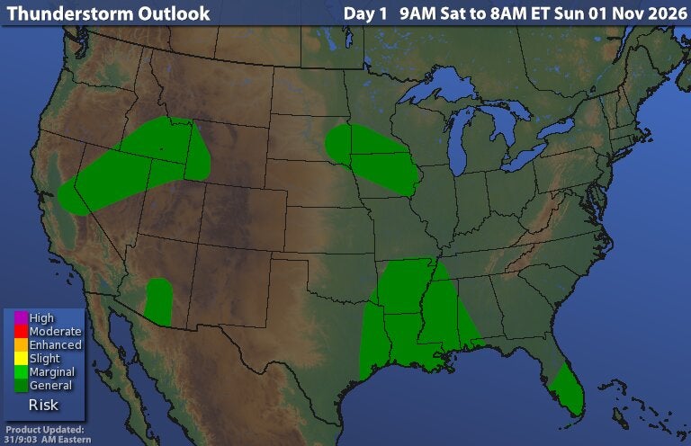 Today map for United States