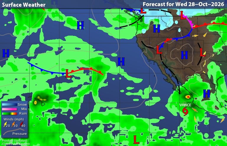 Pacific Forecast map for Eastern Pacific