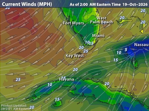 Current Winds map for FL - Key West