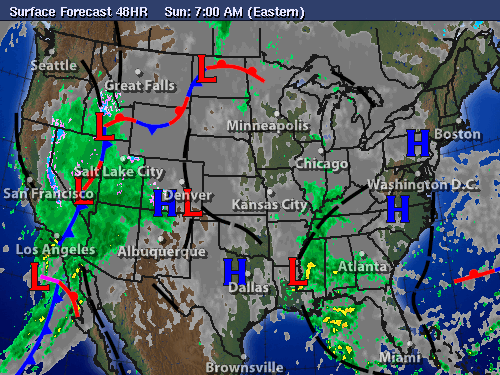 48 Hour Surface Forecast map for United States
