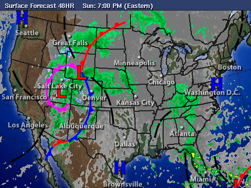 48 Hour Surface Forecast map for United States