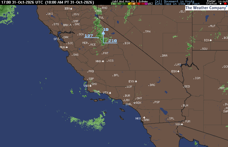 Radar Summary map for CA - Bakersfield