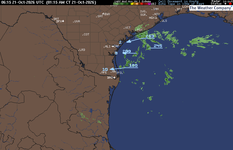 Radar Summary map for TX - Brownsville