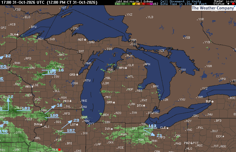 Radar Summary map for MI - Cadillac