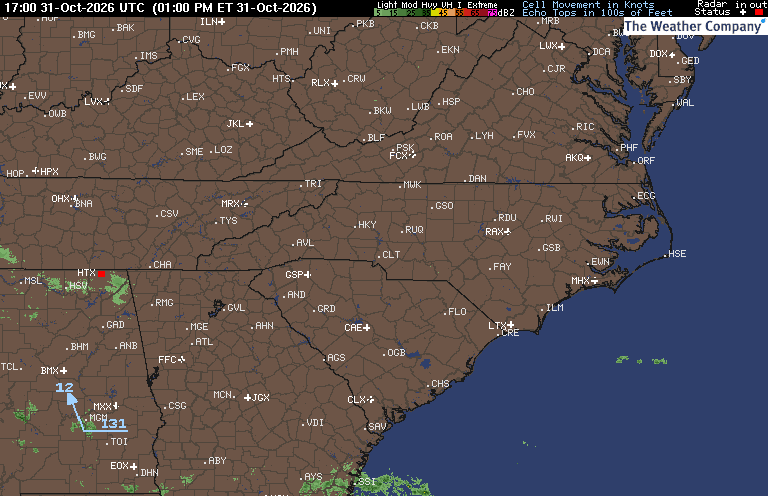 Radar Summary map for NC - Charlotte