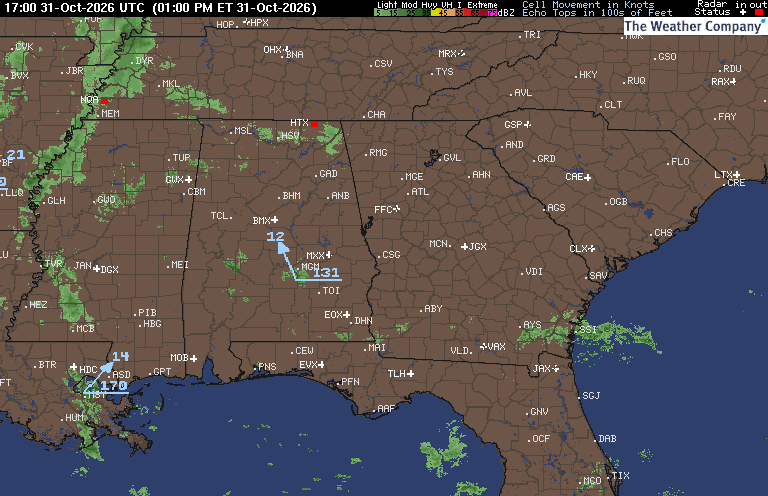 Radar Summary map for GA - Columbus