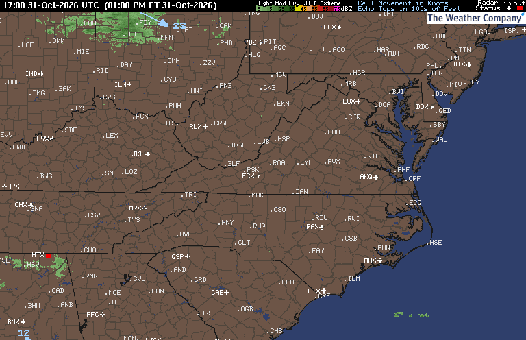 Radar Summary map for VA - Roanoke