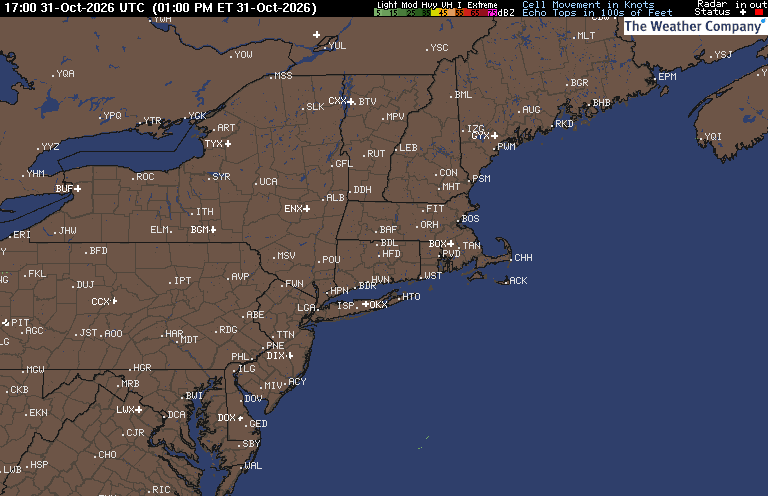Radar Summary map for CT - Hartford