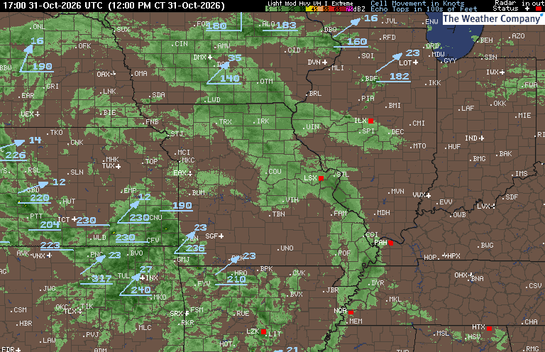 Radar Summary map for MO - Jefferson City