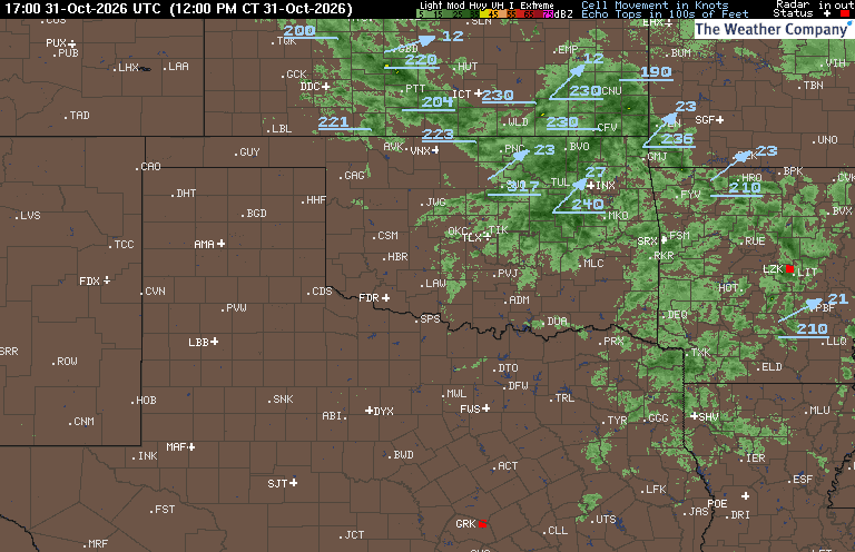 Radar Summary map for OK - Lawton