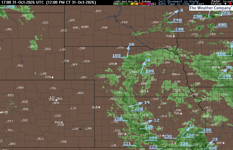 Radar Summary map for NE - North Platte