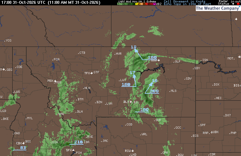 Radar Summary map for MT - Lewistown