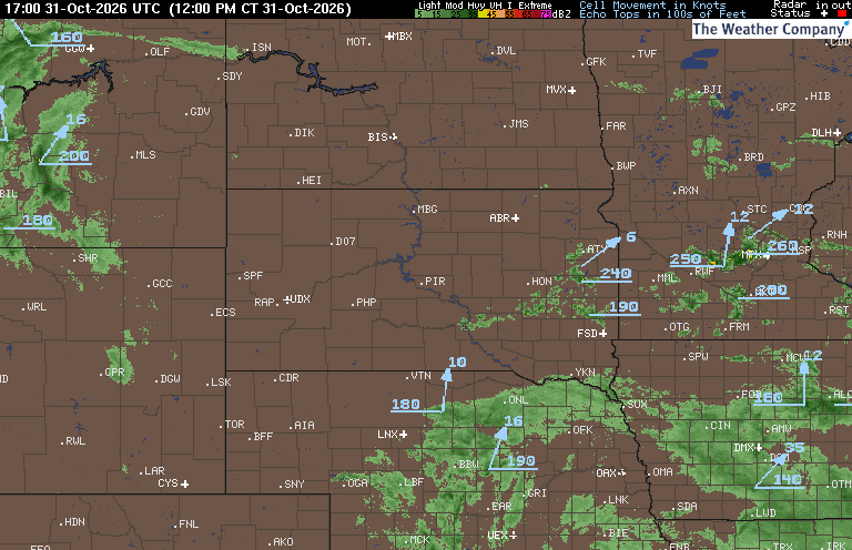 Radar Summary map for SD - Pierre