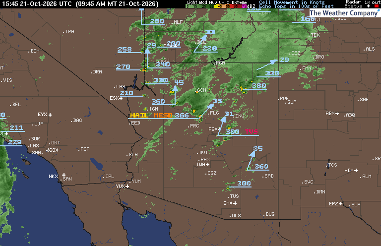 Radar Summary map for AZ - Prescott