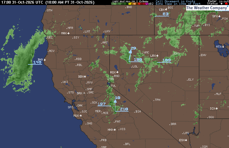 Radar Summary map for NV - Reno