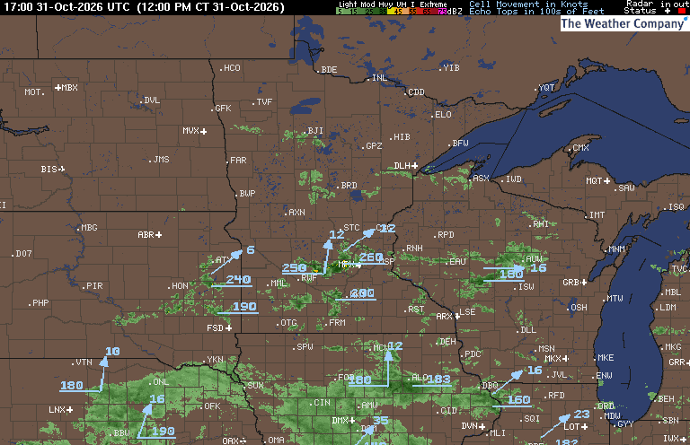 Radar Summary map for MN - Saint Cloud