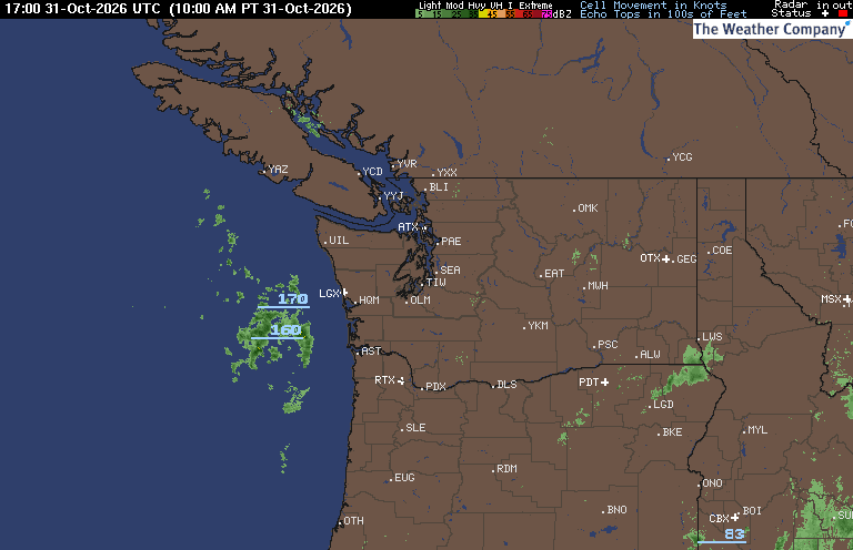 Radar Summary map for WA - Tacoma