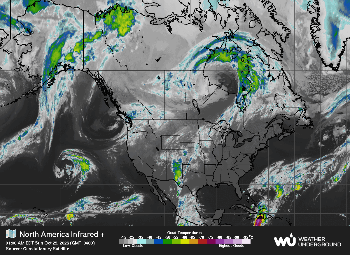 Global Infrared Satellite map for North America