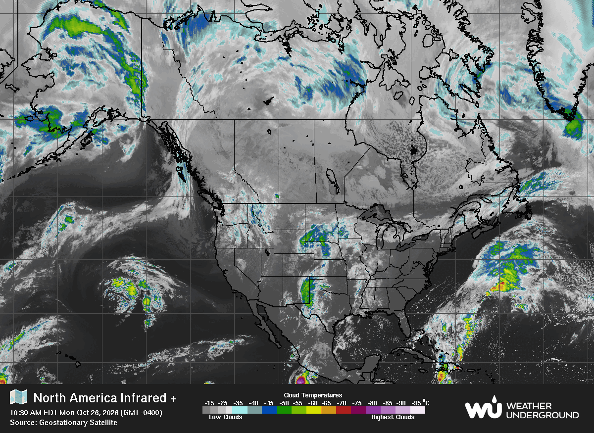 Global Infrared Satellite map for North America