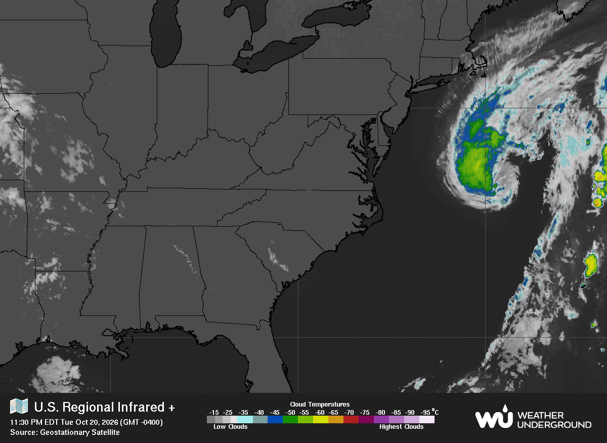 United States Infrared Satellite map for East Central