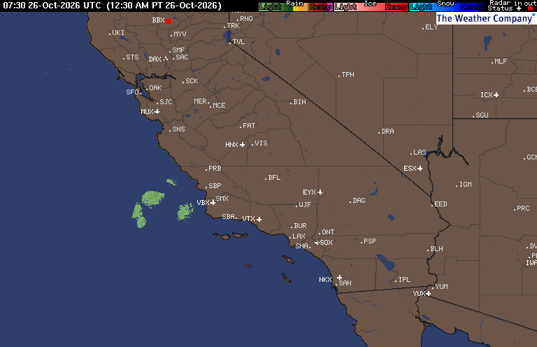 Current Radar (Intellicast) map for CA - Bakersfield