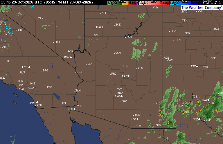 Yesterday's Radar Loop map for AZ - Prescott