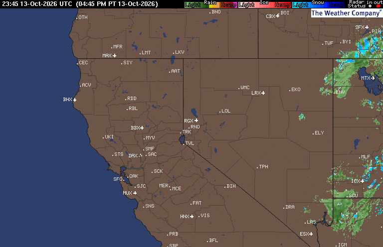 Yesterday's Radar Loop map for NV - Reno