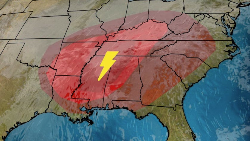 Severe Storms Pack Tornado, Damaging Wind Threats in the South Thursday