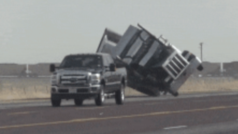 Semi Truck Flips Over in High Winds in Amarillo, Texas Videos from